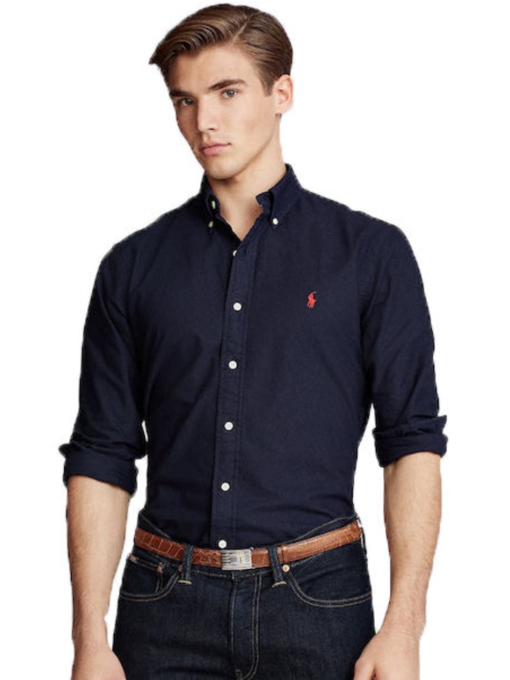 Ralph Lauren slim fit cotton navy button down size medium